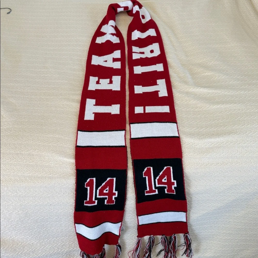 Claire’s Red and White Team Spirit Scarf 84 in. Length 6 1/2 in. Width